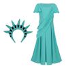 American Themed Kids Dress Statue of Liberty for Adults, Halloween Roman Women Of Outfit Costume, 4th July Patriotic Cosplay Accessory with