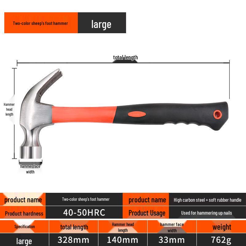 Osmihranné kladivo se čtvercovou hlavou s dřevěnou rukojetí, ideální pro těžké demoliční a zednické práce.