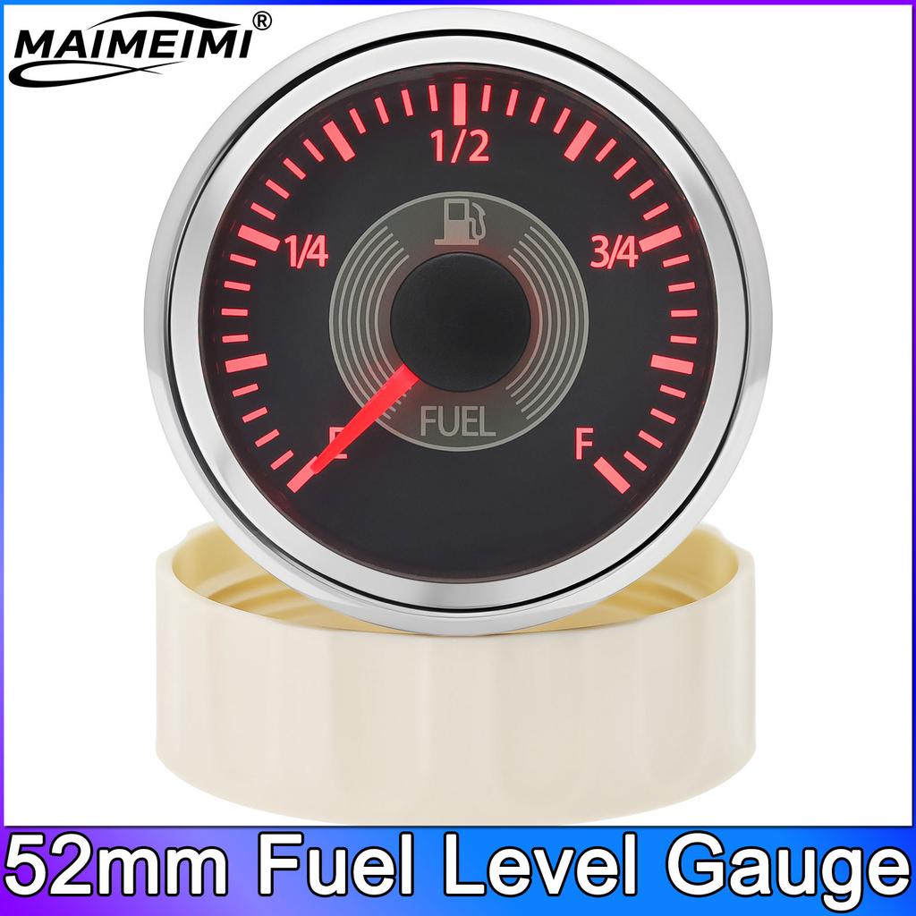 52mm Water Temperature Gauge Oil Pressure Voltage Fuel Level Meter 12V 24V for Auto Boat with 2 Colors Backlights