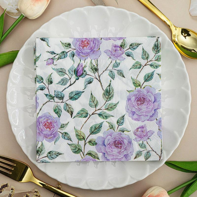 20pcs/pack Decoupage Table Paper Napkins Elegant Tissue Flower Birthday Wedding Party Home Beautiful Decor