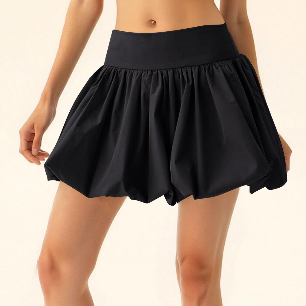 Dámská bublinková sukně s volánovým lemem, plisovaná krátká sukně s vysokým pasem, nadýchaná streetwearová A-liniová rozšířená sukně