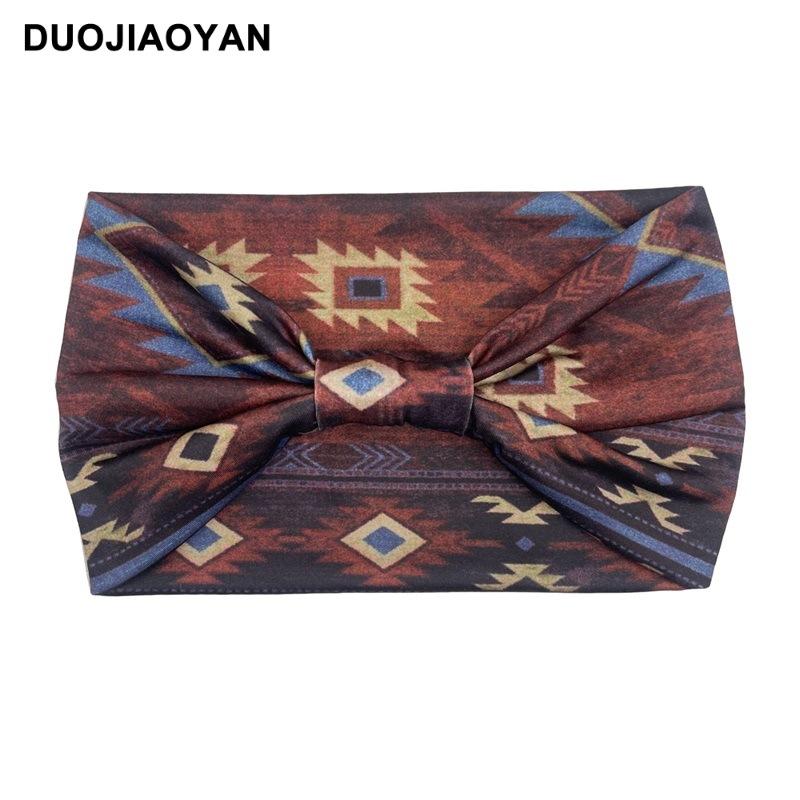 Knot Headband, Color Blocked Pattern Printed Sports Headband, Fashionable Polka Dot Wide Edge Elastic Headband