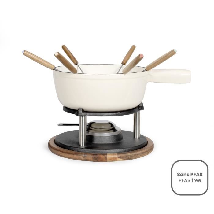Service à fondue tradition - LIVOO - MEN426C - 2,6L - 6 personnes - Fonte émaillée - 6 fourchettes - Caquelon compatible tous feux