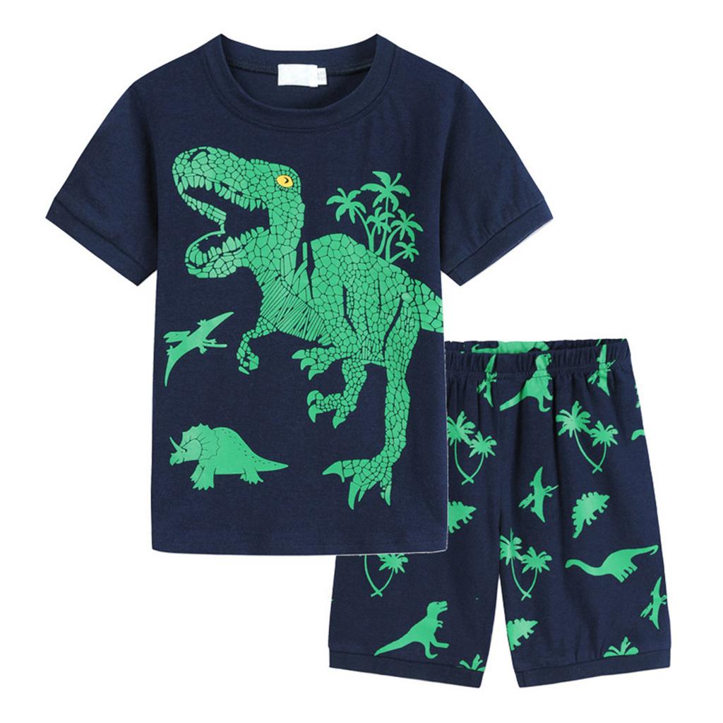 Kids Boys Girls Cartoon Dinosuar Print T shirt Shorts Pajamas Sleepwear Outfits