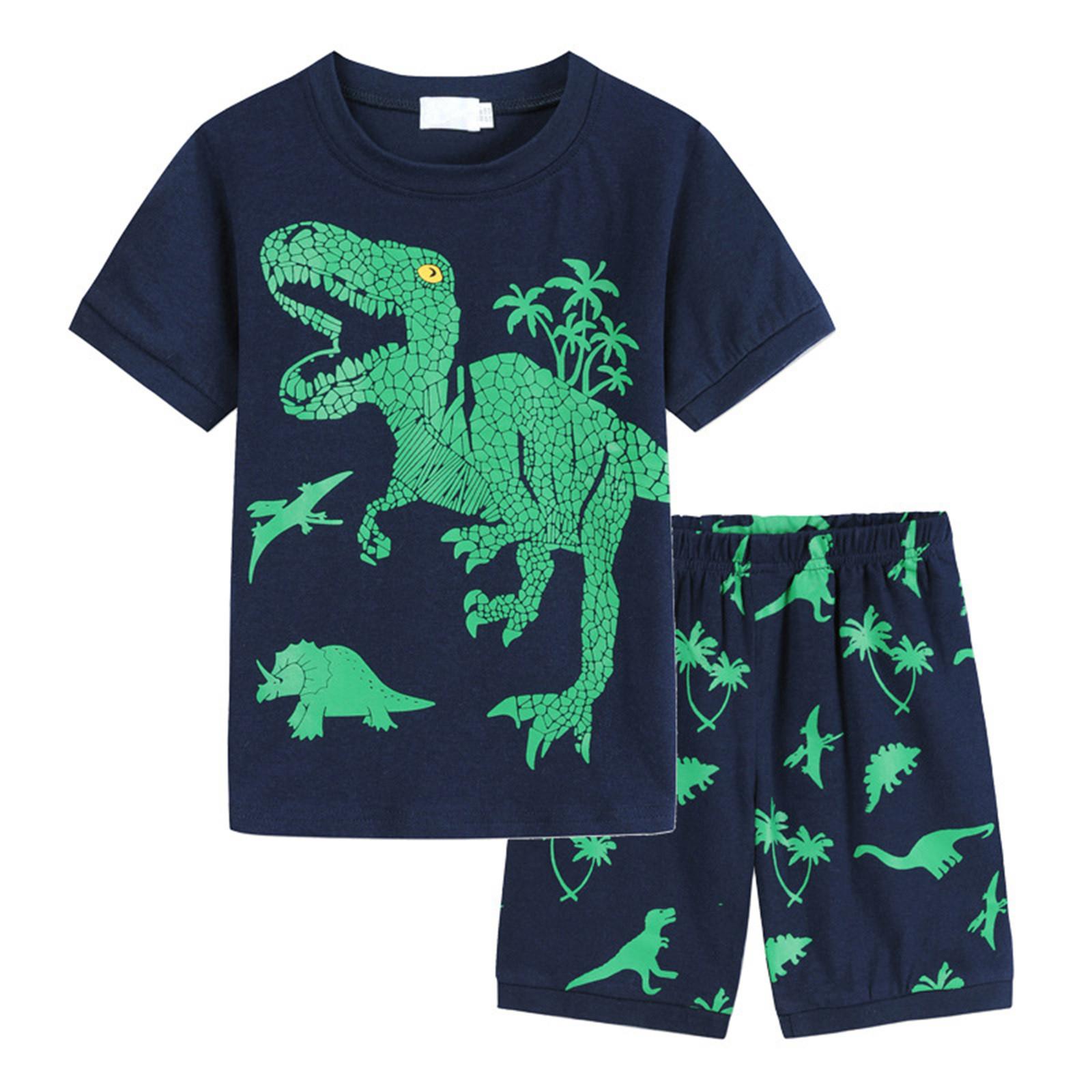 

Детская футболка с принтом динозавра для мальчиков и девочек, пижамы, одежда для сна, одежда для детей 130 зелёный