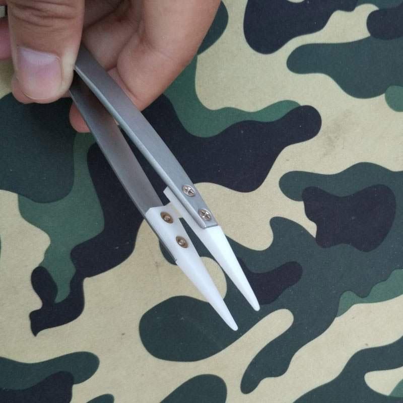 Steel Ceramic Stainless Pointed Tip Tweezer Heat Resistant Antistatic Antiacid