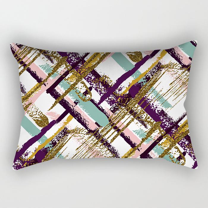 Nordisch Abstrakt Bunt Linien Geometrisch Langer Kissenbezug Zuhause Sofa Kissen Auto Büro Lendenkissen