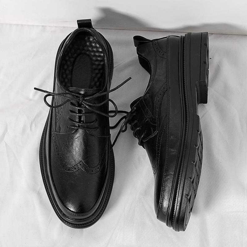 Men's Korean Wedding Groom Leather Shoes Men's Business Dress Brock British Casual Leather Shoes