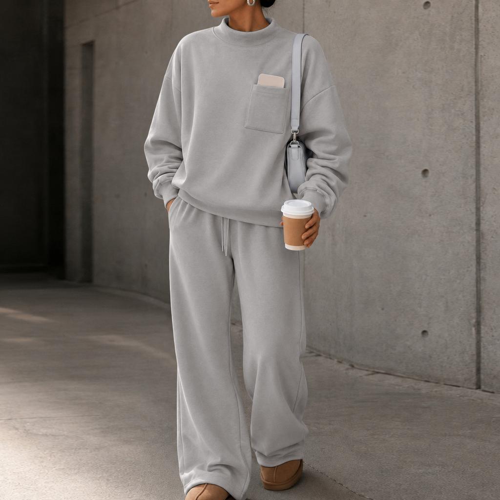 Women's Stylish Casual Long Sleeve Color 2 Piece Sweatsuit Set for Everyday Wear