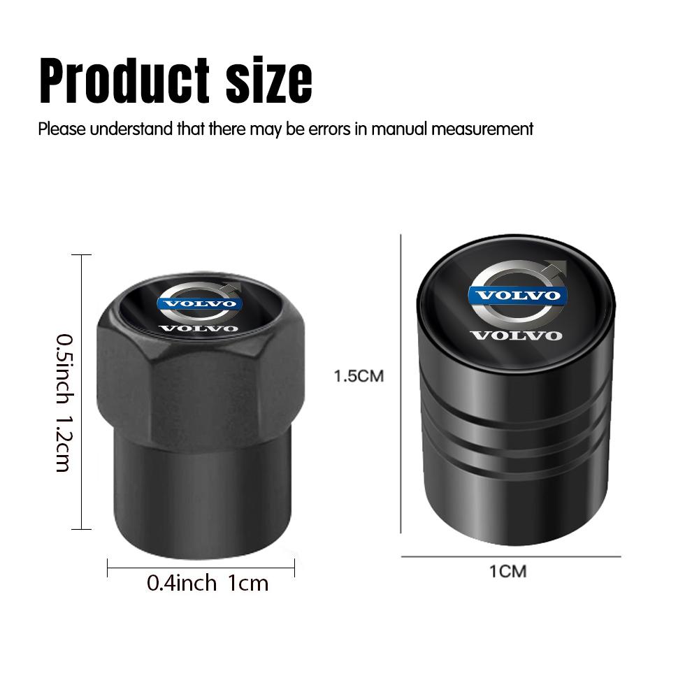 4Pcs/Set Car Wheel Tire Valve Caps Metal Stem Cover For Volvo XC90 S60 V40 XC60 S80 S40 V70 V50 S90 T6 V60 V90 XC40 XC70 C30