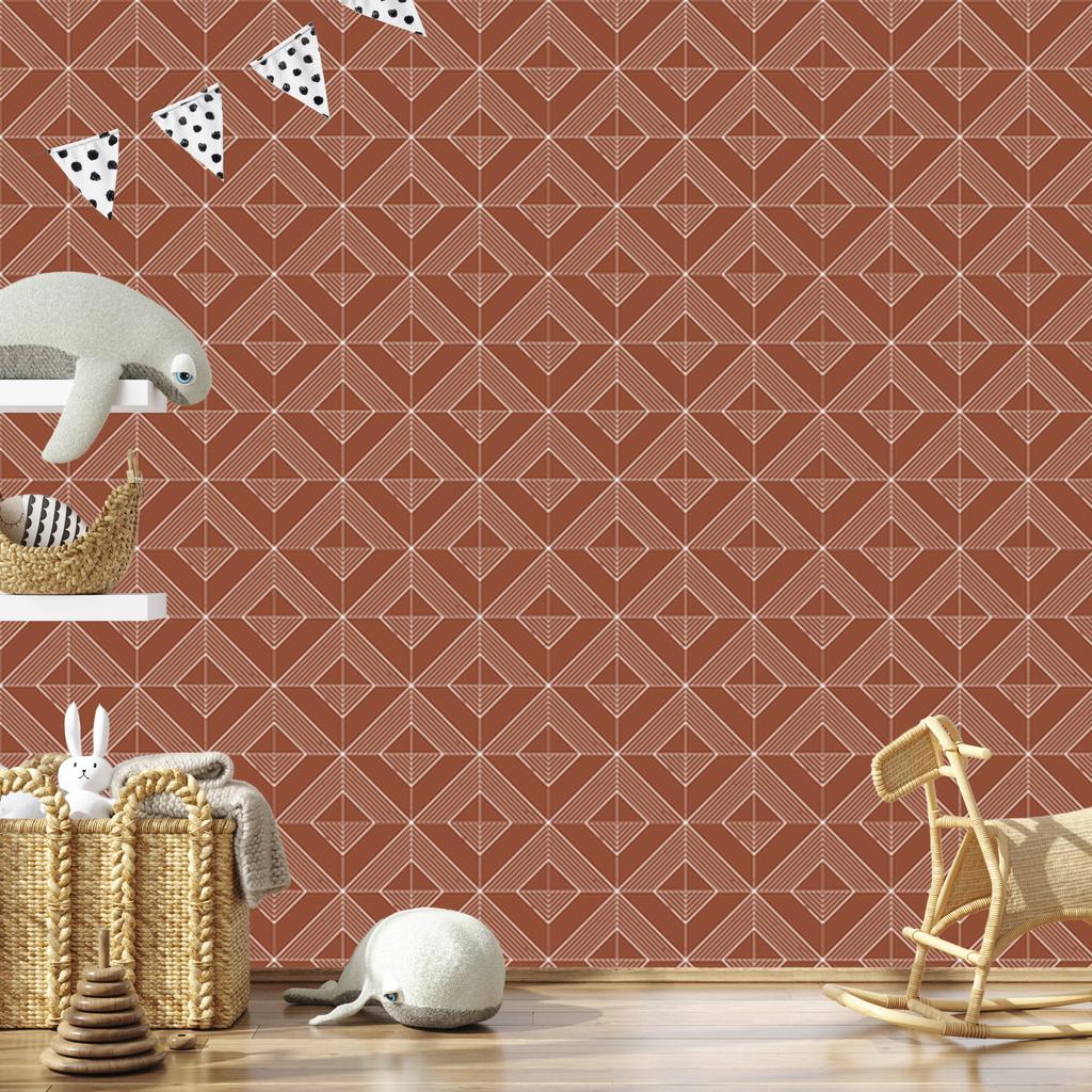 Geometric Orange Diamonds Wallpaper for Living Room and Bedroom 50x1000
