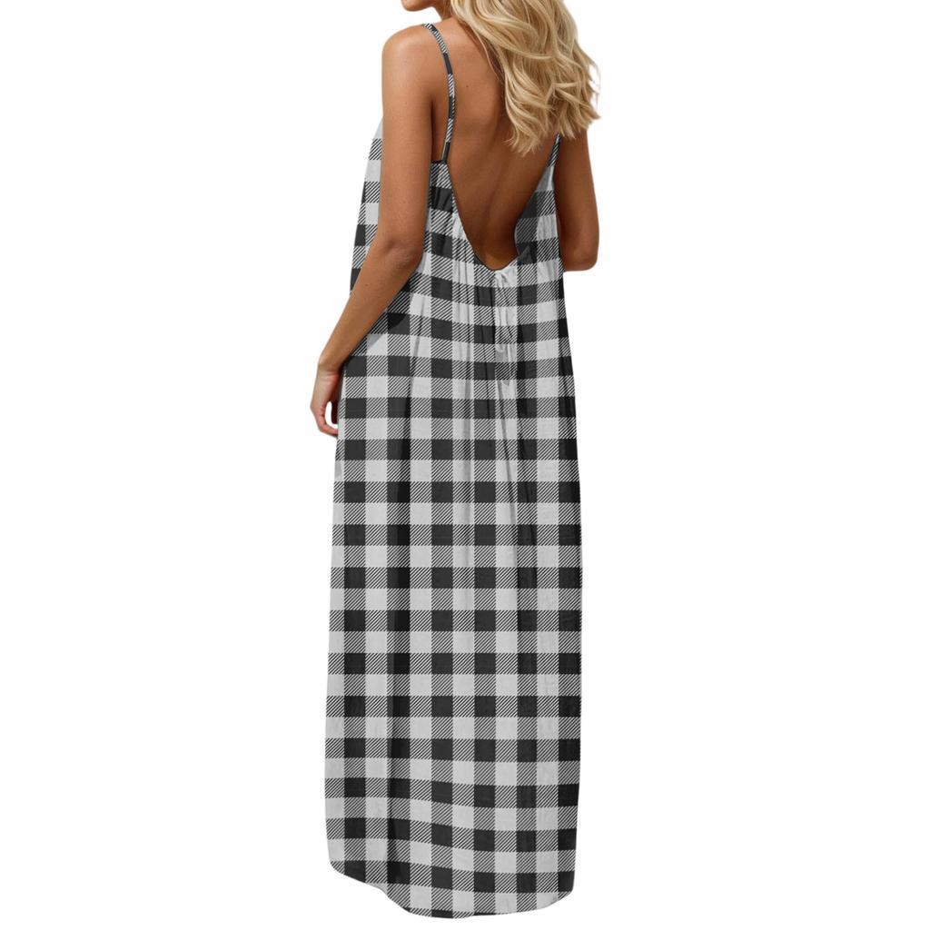 Women's casual fashionable striped checkered printed dress