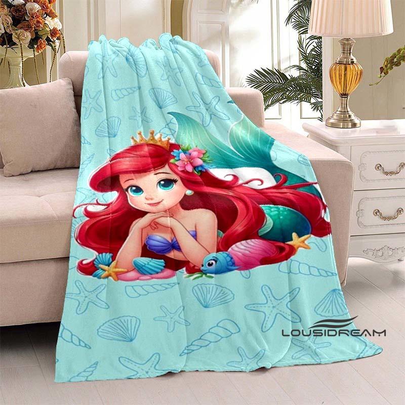 3D Printed Cute Cartoon The Little Mermaid Blanket, Home & Travel Blanket, Soft and Fluffy Winter Blanket Gift for Children and