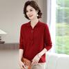 Middle-aged Mother Spring New Chiffon Top Thin Shirt Long Sleeve Spring and Autumn Middle-aged and Elderly Women Summer Western-style Sweater