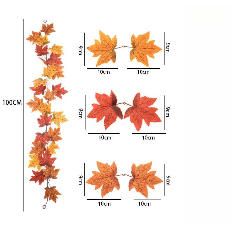 

Autumn scenic area decoration artificial green plants maple leaf Halloween Christmas wall hanging simulation maple leaf rattan