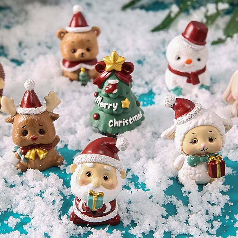 Cute Christmas Resin Animal Craft Mini Creative Ornament for Xmas Tree Party Decor Holiday Souvenir Friend Gift