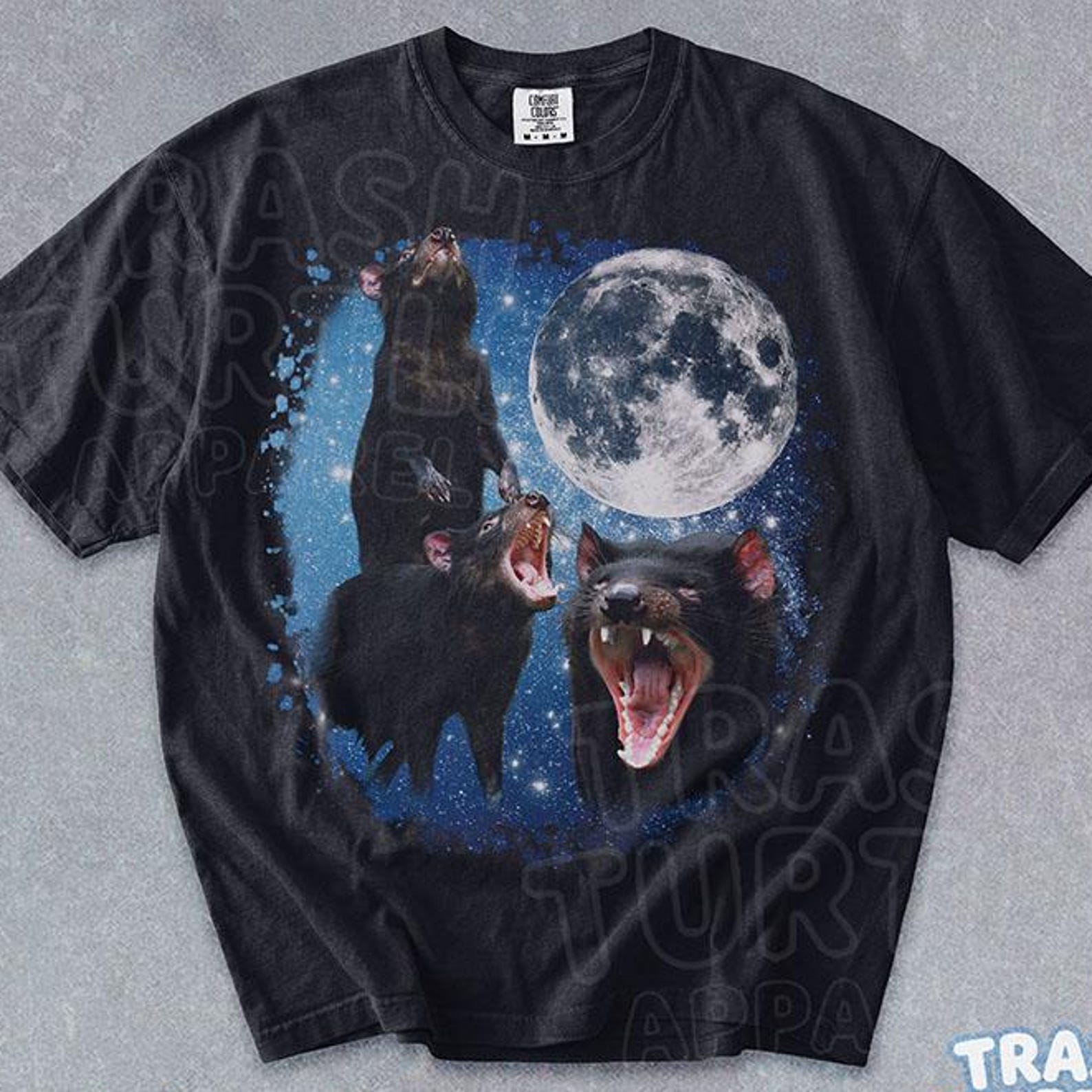 Tasmanian Devil Shirt Vintage Animal Moon TShirt Wildlife Moon T-shirt Retro Unisex Graphic 90s Tee 3XL