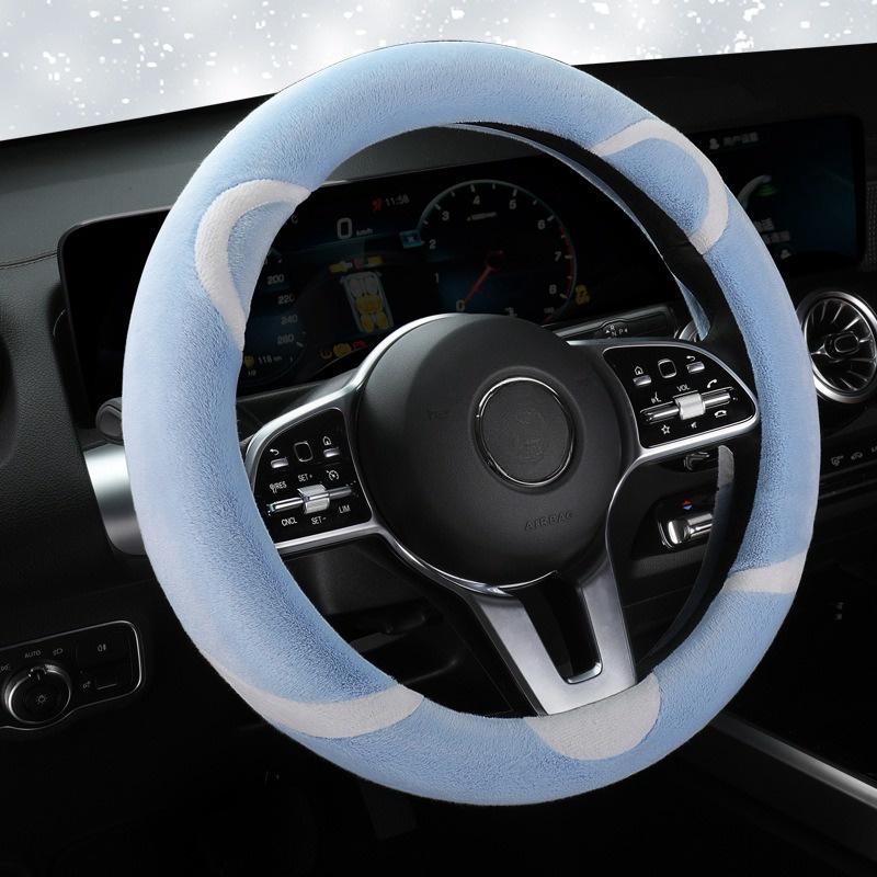 Style Cartoon Steering Wheel Cover With Short Plush Material Perfect Winter For