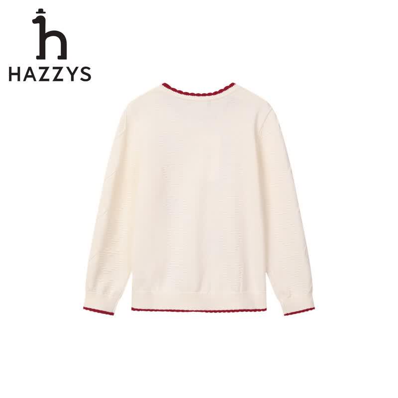 HAZZYS Girls' 2026 Autumn Sweet Round Neck Knit Sweater