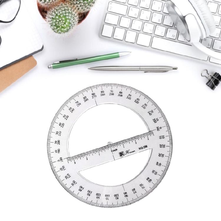 25cm Round Protractor Ruler Plastic Math Measuring Tool Full Center Angle Protractor Math Protractor