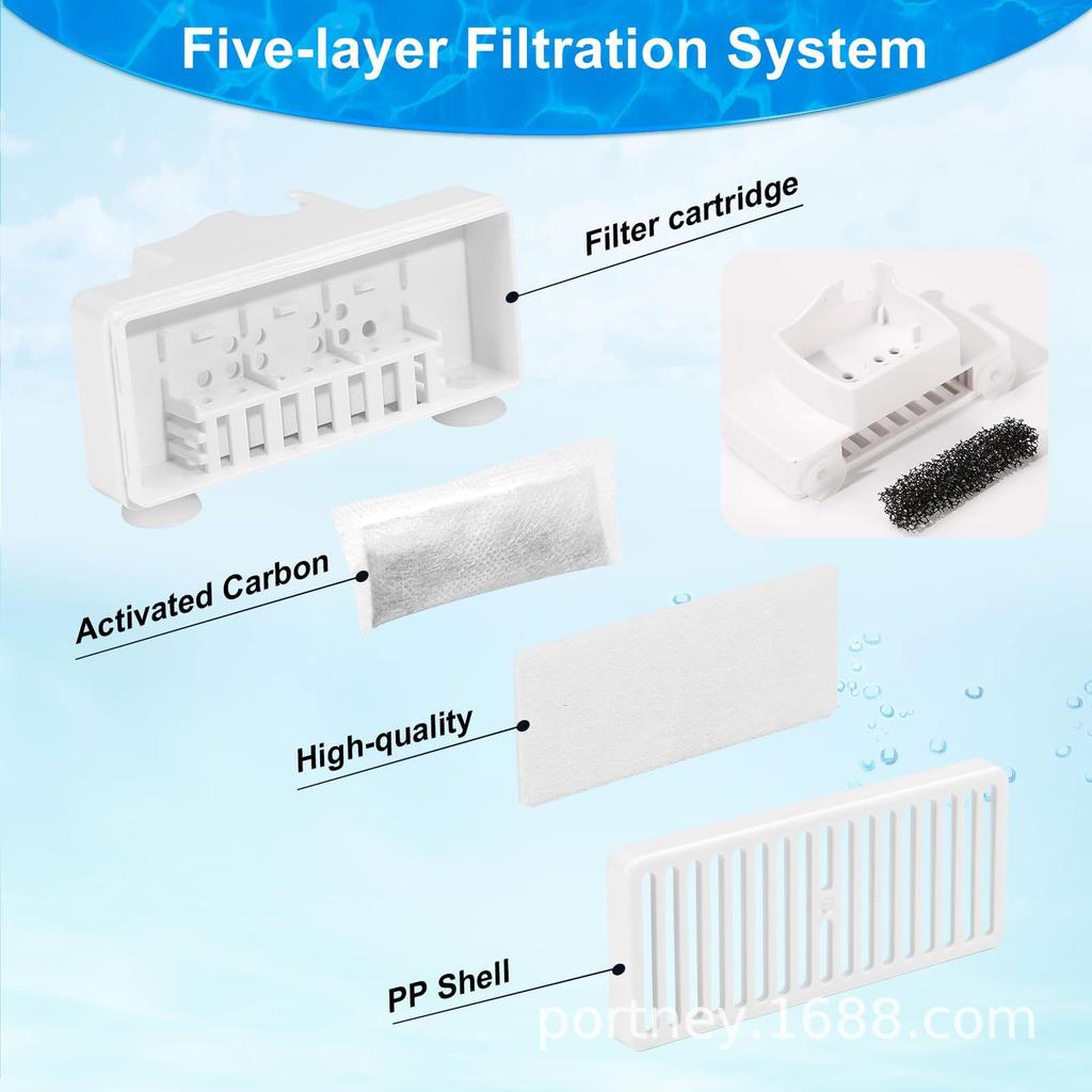 Pack Of 2 T Shaped Suction Cup Cat Water Fountain Filters With Multi Layer Filtration For Clean Fresh Drinking Water