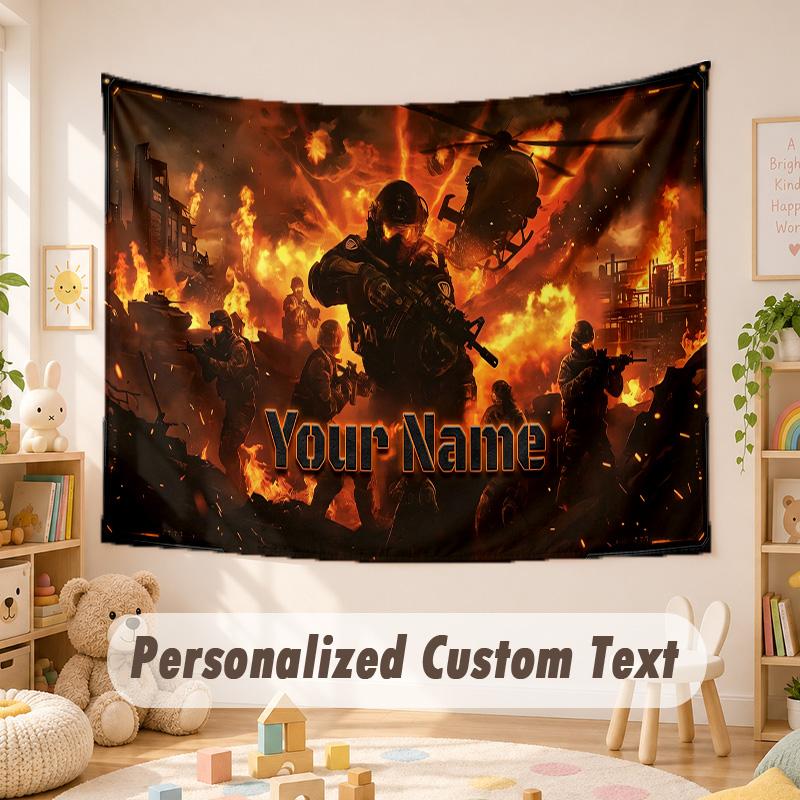 Custom Name Text Tapestry,Call of Duty Boho Wall Hanging, Decorative Backdrop Tapestry For Room