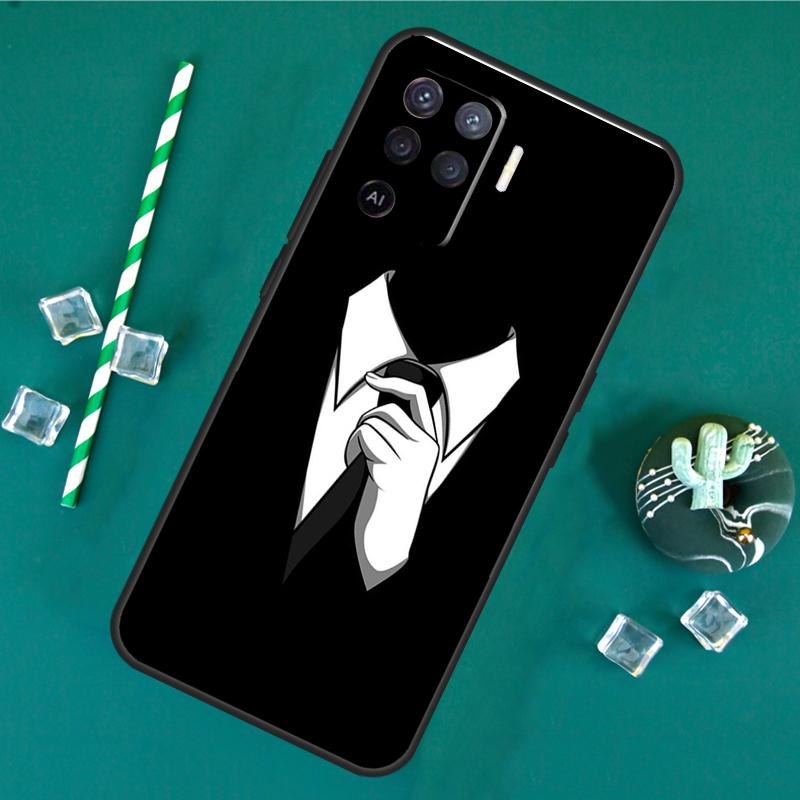 Suit and Tie Case For Oppo A40 A60 A80 A16 A76 A96 A18 A38 A58 A78 A98 A91 A15 A17 A74 A94 A54 A57S Cover