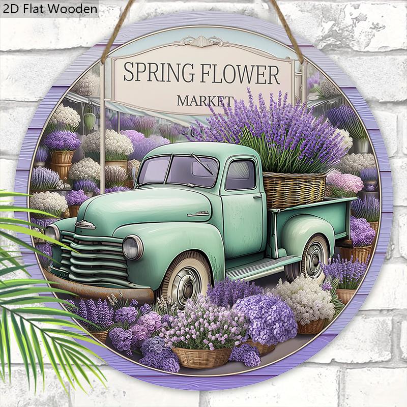 Rustic Wooden Sign with Lavender Pattern - Charming Decorative Hanging Plaque for Front Door, Wall Decorative Hanging Ornament