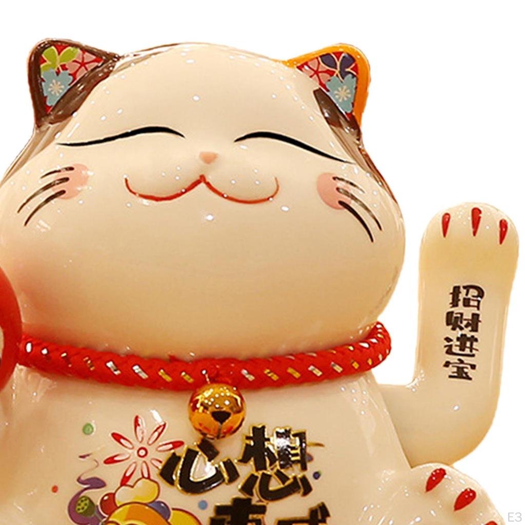 Chinese Cat Ornaments Animal Figurine Ceramic Waving Craft Sculpture Statue for Garden Indoor