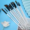 12Pcs Nylon Hair Paint Brushes Set Wood Handle Pearl White Variety Style Oil Acrylic Drawing SuppliesC Oblique Head