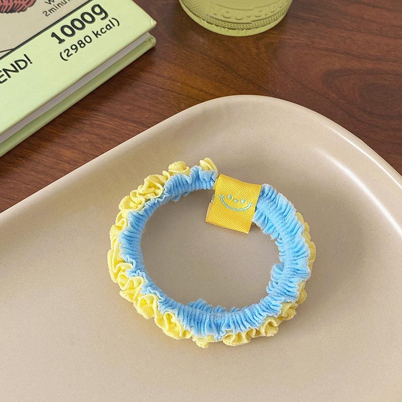 Koreańska Urocza Gumka do Włosów w Cukierkowym Kolorze z Falbankami z Koronki: Słodki, Wszechstronny, Wysokoelastyczny Dodatek do Włosów