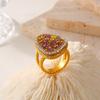 European-American Water Drop Braided Ring, Colored Diamond, 18k Gold PVD-Plated Titanium Steel Fashion Jewelry