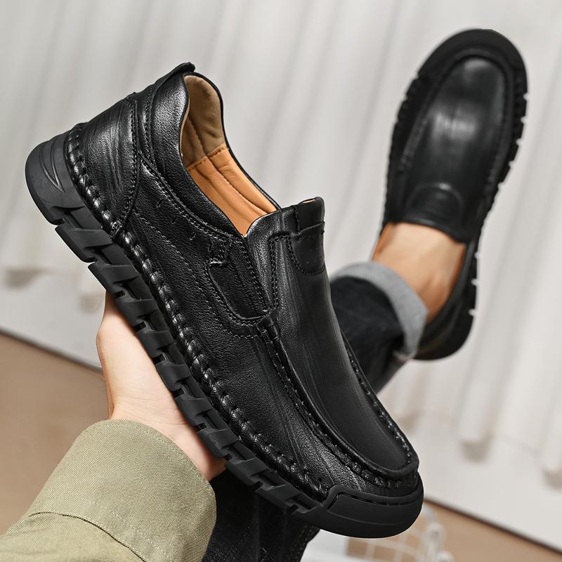 Genuine Leather Men Shoes Handmade Sewing Casual Men Loafers Italian Moccasins Breathable Men Driving Shoes Chaussure Homme