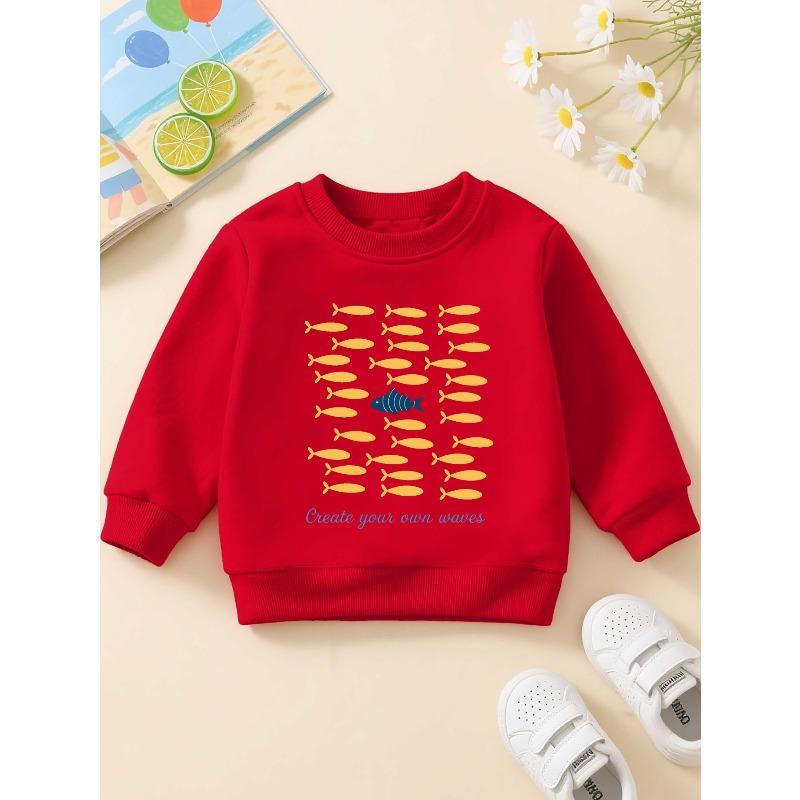 Kids Sweatshirt Create Your Own Waves New Crewneck Sweatshirt, Casual Long-Sleeve Pullover with Slightly Stretchy Fabric, for Autumn And Winter