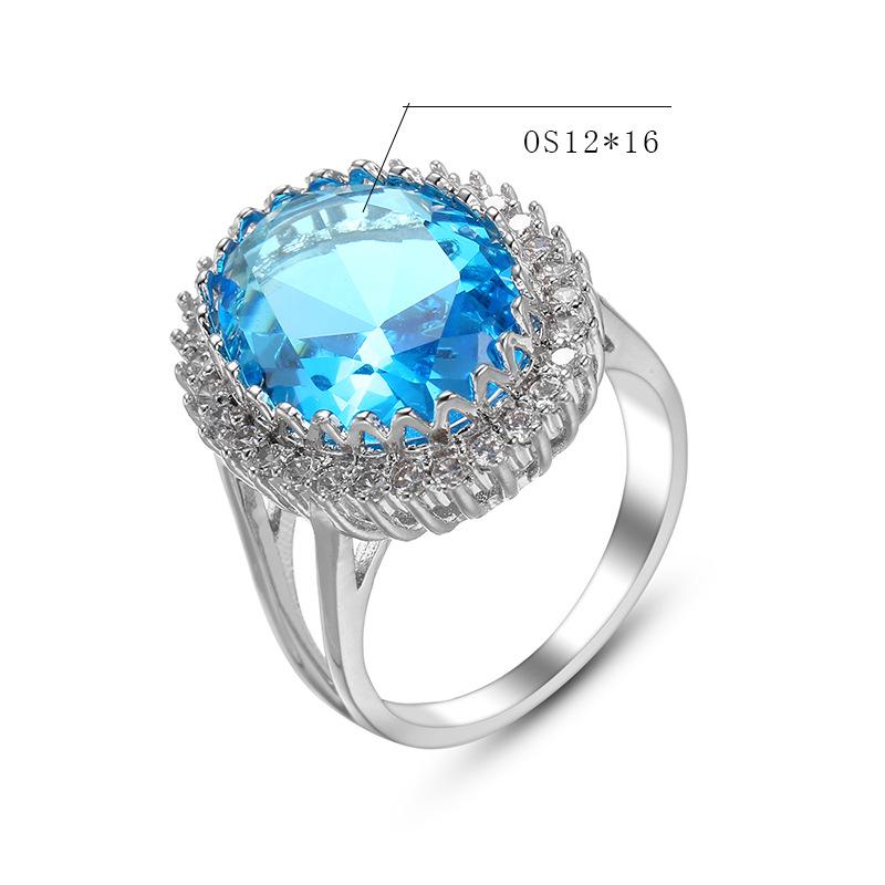 European & American Fashion Party Wedding Jewelry: Large Oval Zircon Ring for Women
