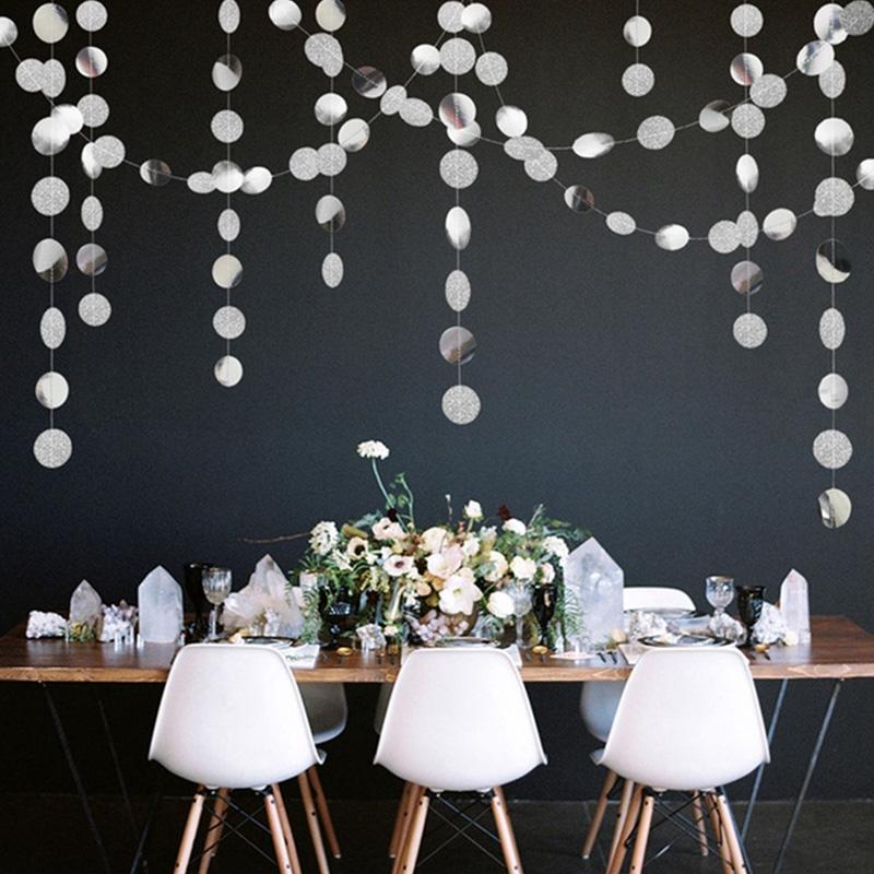 

4 м Золотой глиттер Звезда Круглая Бумажная Гирлянда День Рождения Свадьба Девичник Украшения Юбилей Декор для Фона