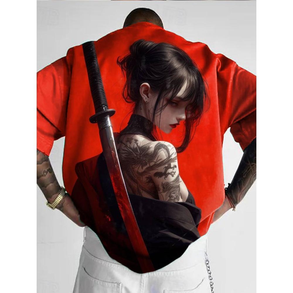 Men s fashion T-shirt, hip-hop 3D printed anime girl top 2XS