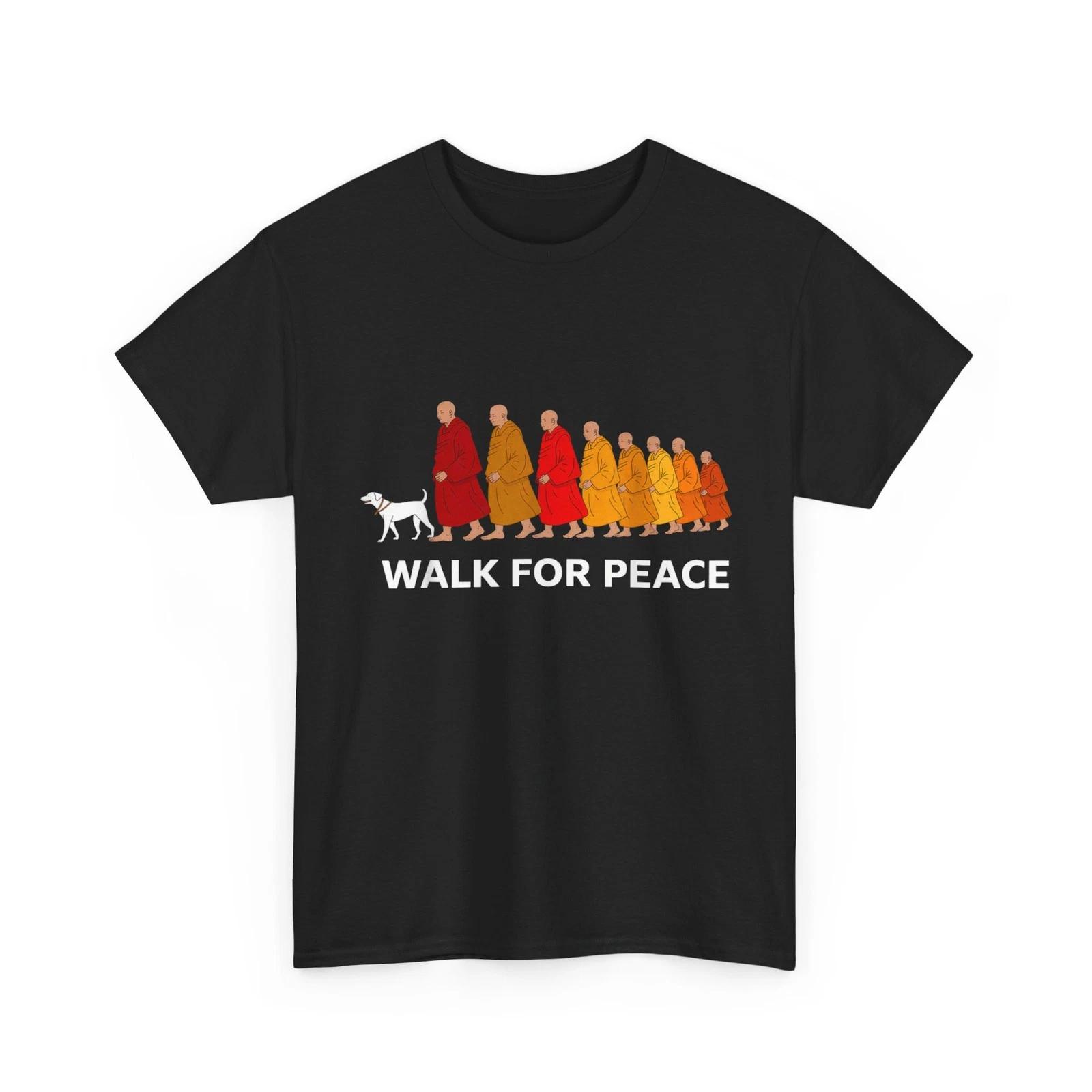 Retro Walk for Peace Monks with Aloka Dog T shirt S