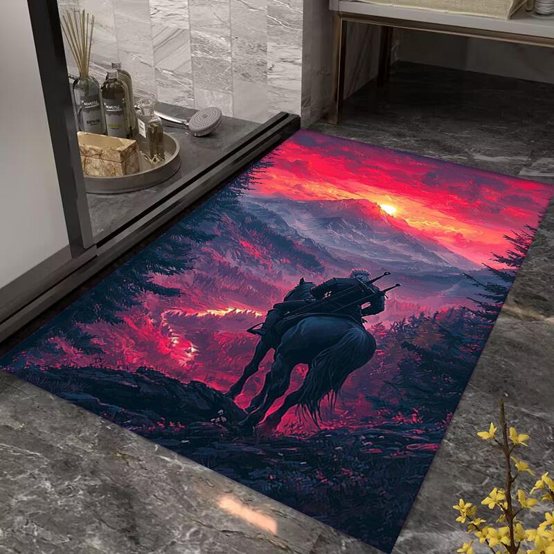 Mountain Rider Sunset Carpet Home Decor Living Room and Bedroom Mats Dormitory Decoration Art Bathroom Mat