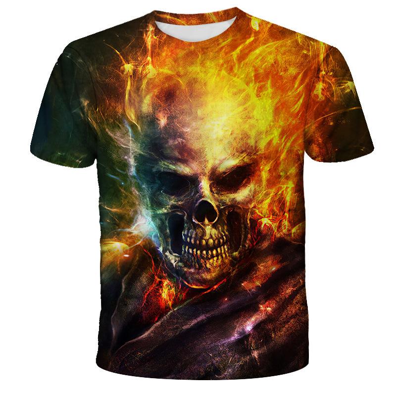 

Свободные повседневные футболки с круглым вырезом и короткими рукавами с принтом черепа и цифровым принтом для мужчин 6XL