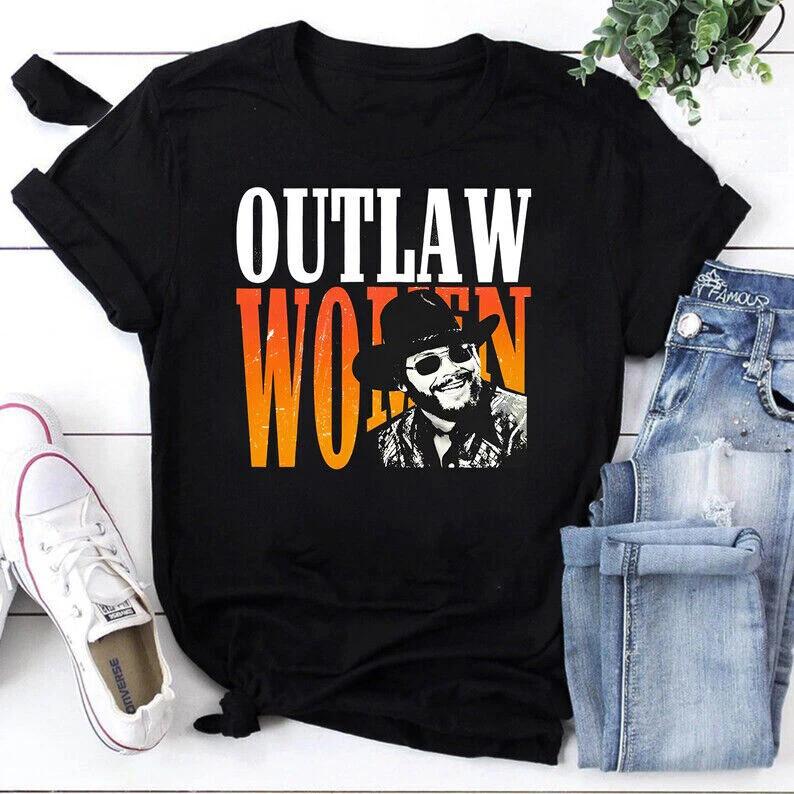Hank Williams Jr Outlaw Black Short Sleeve T-shirt M