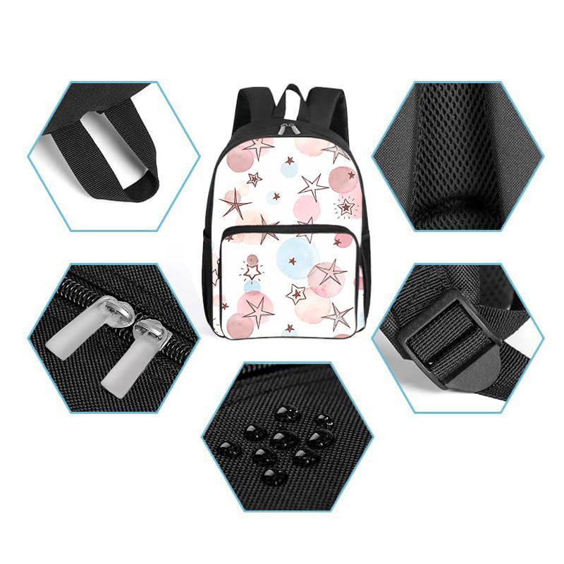Star Pattern Print Pattern Square Front Pocket Backpack for Boy and Girls Best Gifts 2D Flat Cartoon SchoolBags for Children