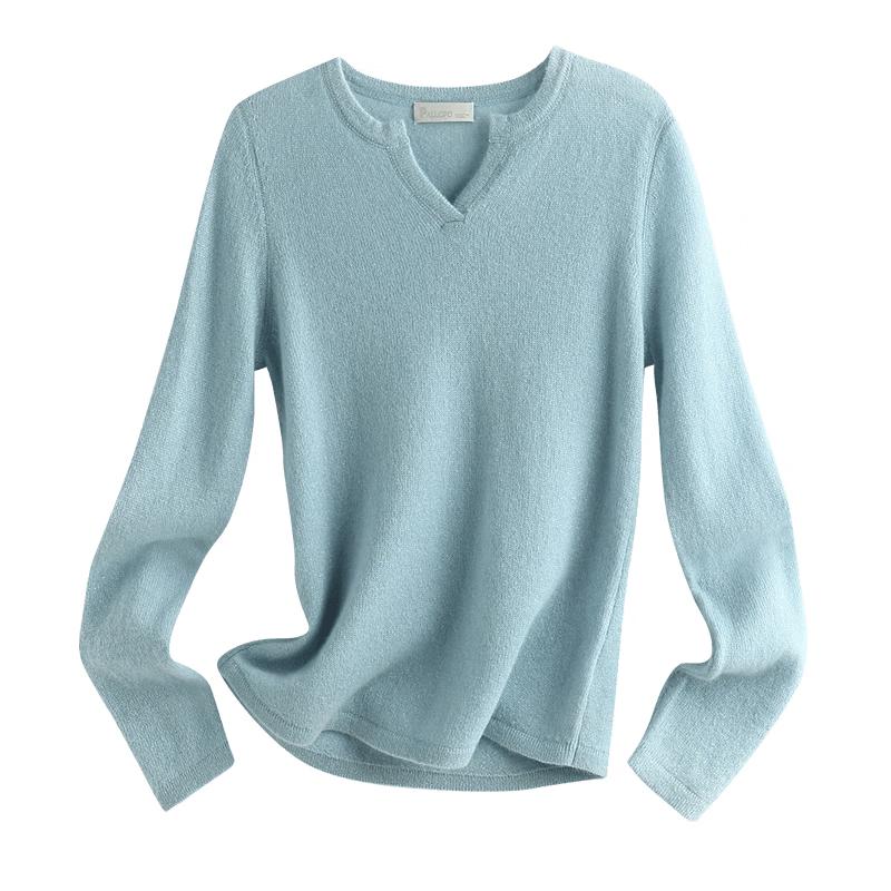 PALUOPO Women's Pure Color Cashmere Pullover Sweater