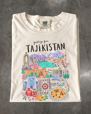 Tajikistan Retro Travel Souvenir T-Shirt, Dushanbe Pamir Mountains, Comfort Colors Shirt