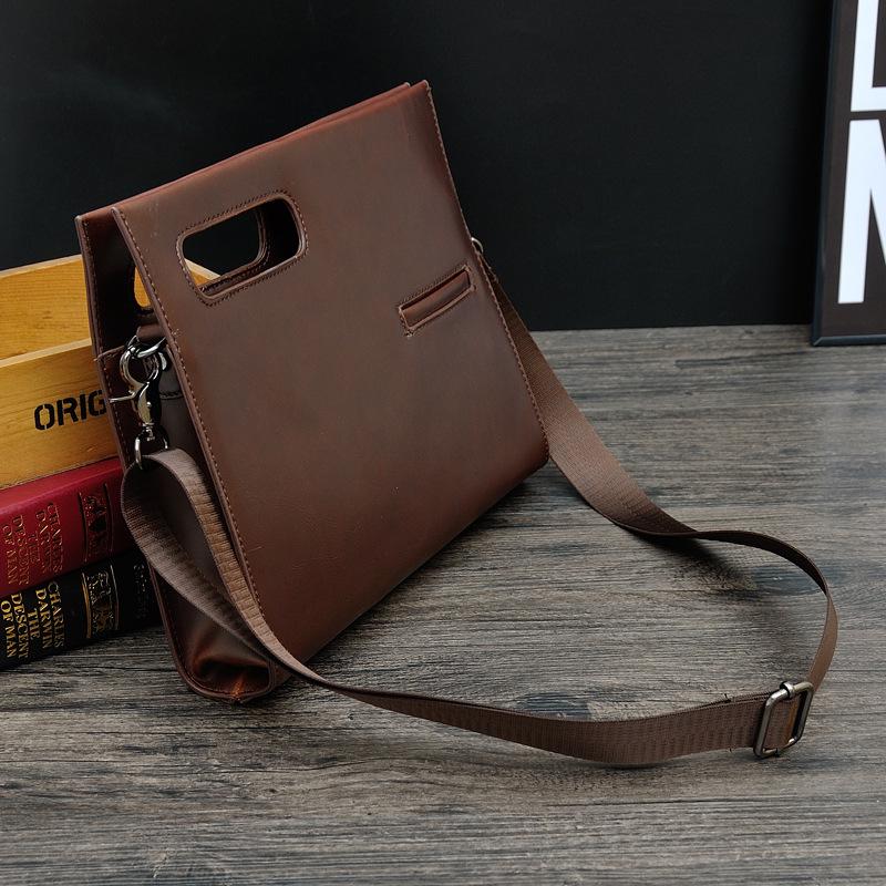 Men's One-shoulder Crossbody Bags Korean Retro Business Casual Car Stitching Waterproof Zipper Handbag