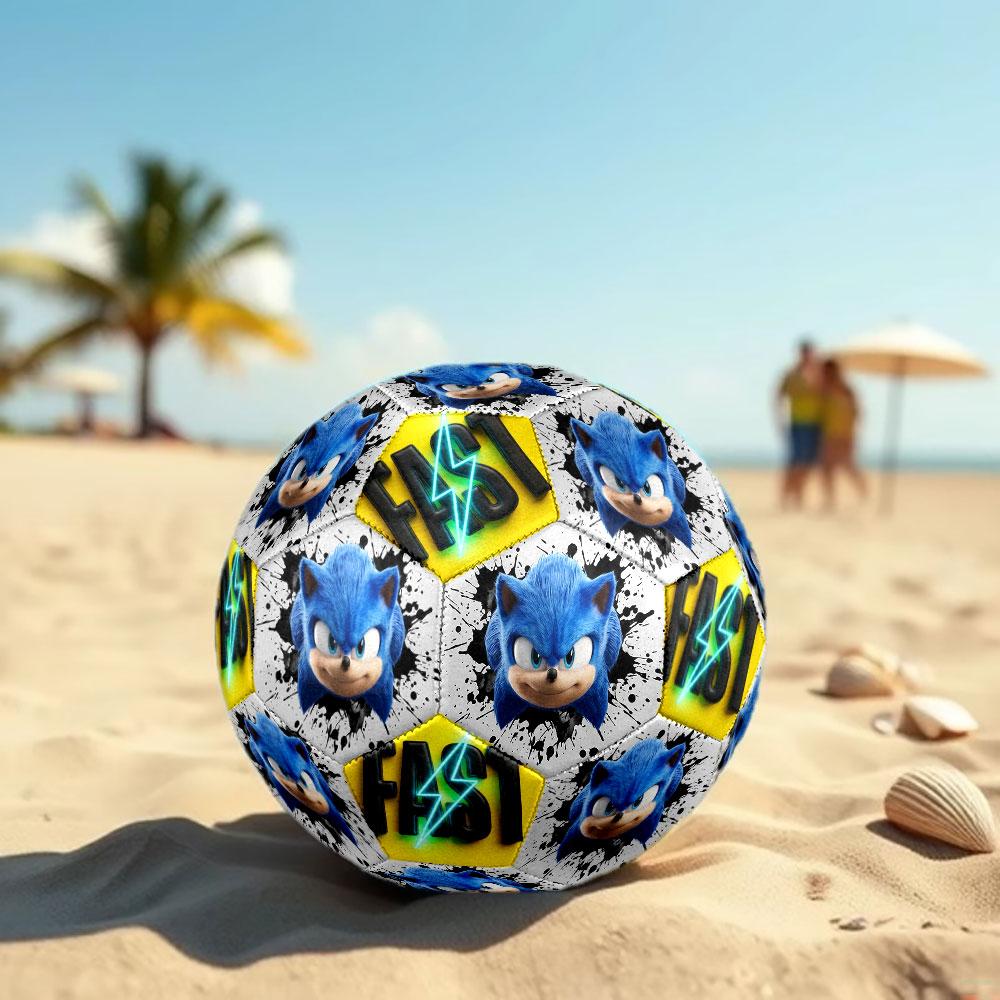 1pc Sonic the Hedgehog Soccer Ball Size 5 Indoor Soccer Ball Fashion Colorful Backyard Game - Great For Sports Fans Gift HE42