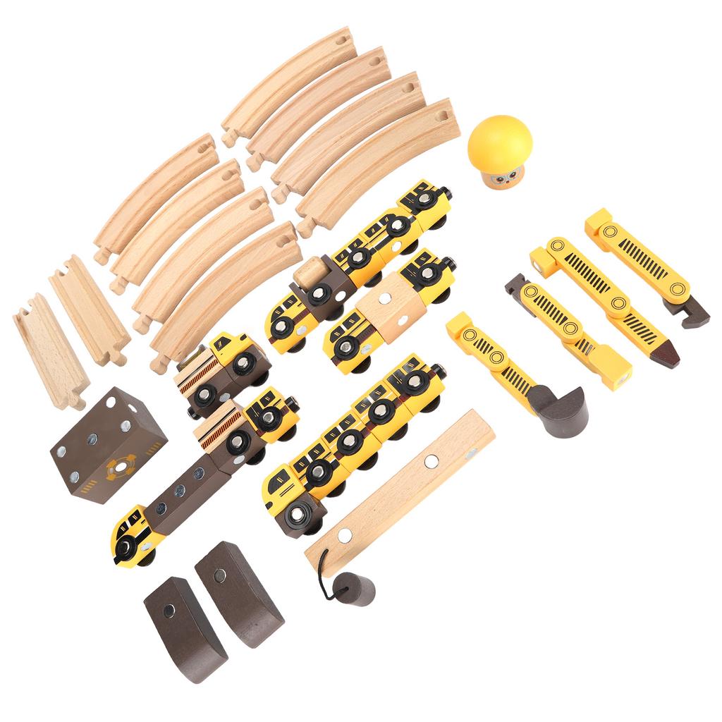 Magic Wooden Railway Vehicle Playset Educational Exercise Imagination Wooden Train Set