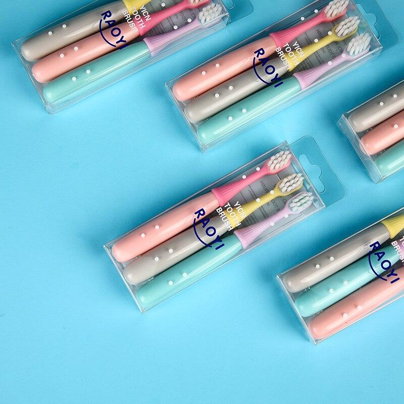 3pcs Kids Toothbrush Soft Fur 2-5 Years Old Baby Oral Care Tooth Brush Cleaning Teeth Candy Color Children Dental Care Tools