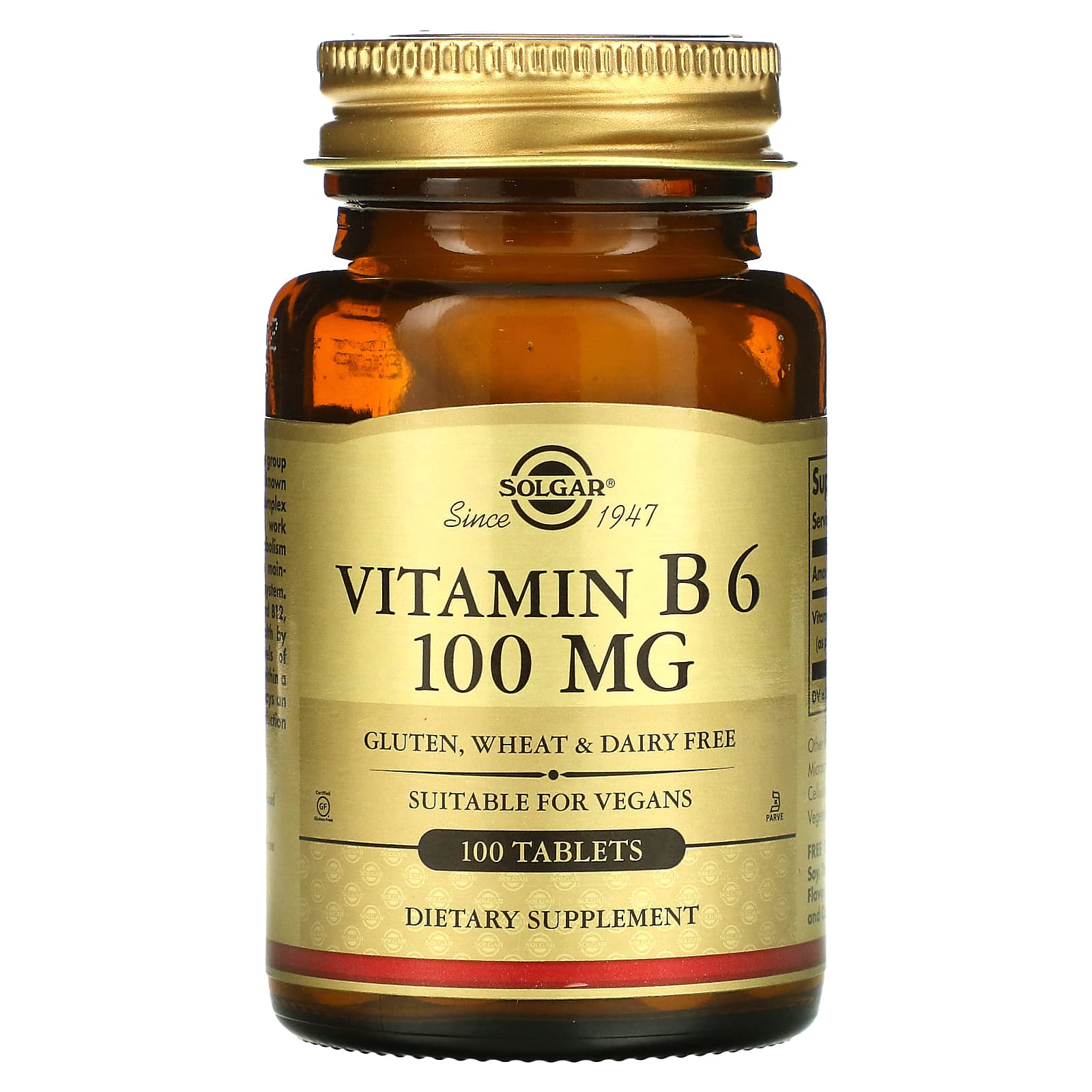 

Solgar, Vitamin B6, 100 mg, 100 tablets