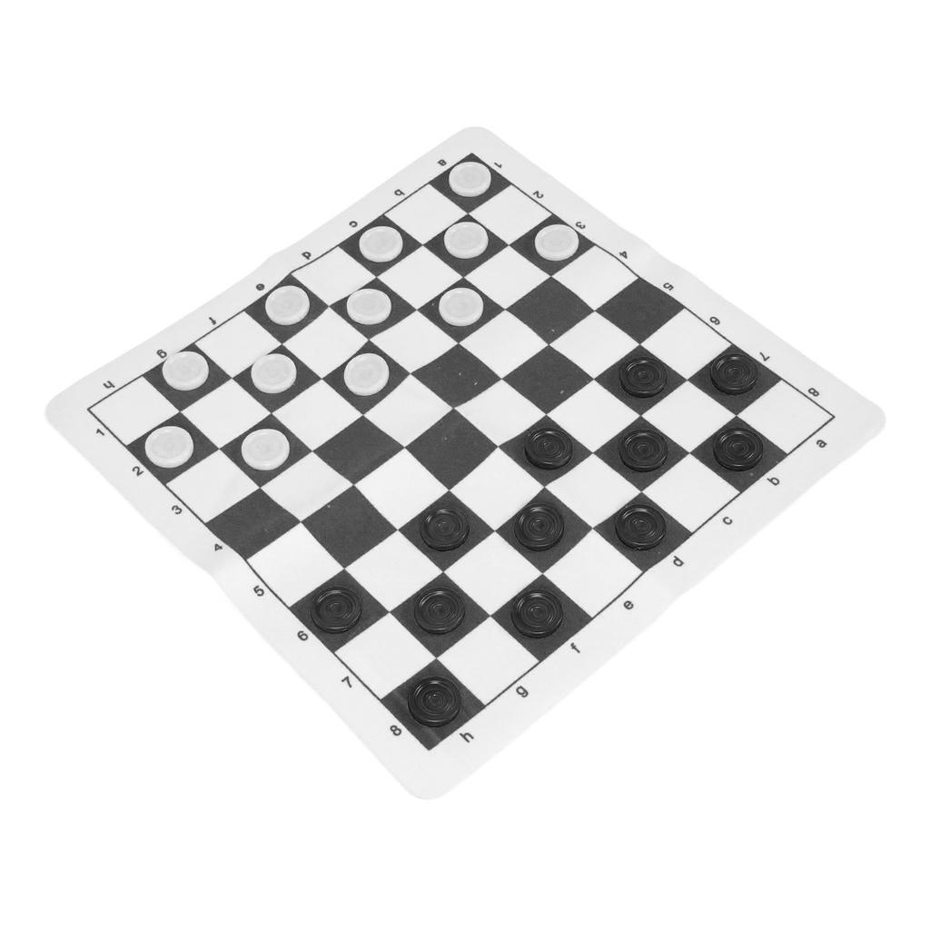 Set Dame Educațional Portabil Pliabil Tablă din Piele PU Joc de Societate de Dame pentru Copii Adulți